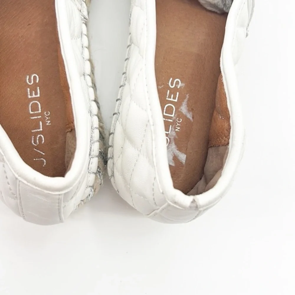 J/Slides Renata White Quilted Flatform Espadrilles size 10